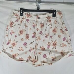 American Eagle Floral Shorts Womens 14 High Rise Cuffed Hem Summer Casual